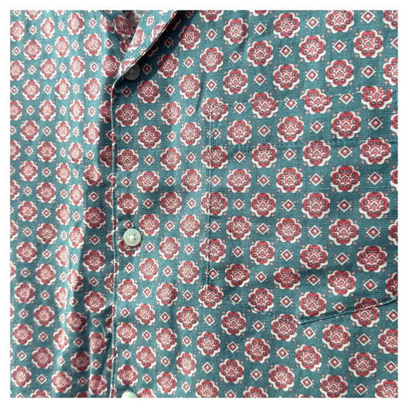 Sonoma Shirt Mens Size M Blue Collared Short Sleeve Button Up Linen Blend - Picture 5 of 5